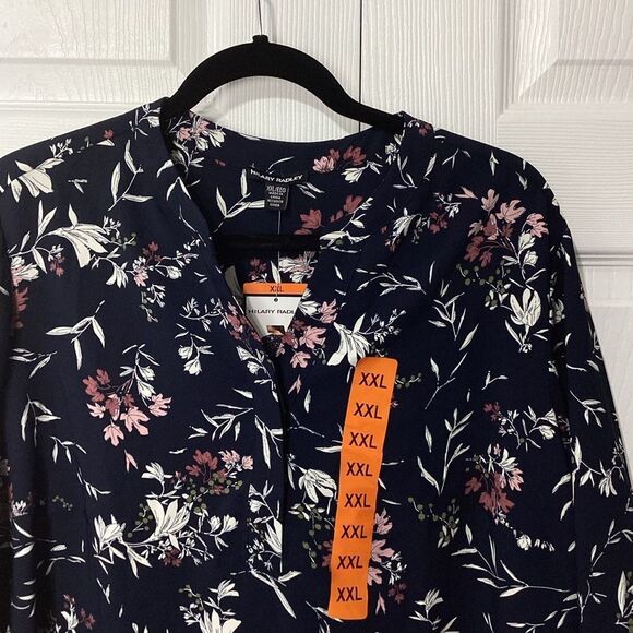 Hilary Radley Floral Blouse Tunic Blue XXL NWT - Picture 7 of 10